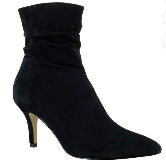 Bella Vita Black Heeled Boots with Ruched Design - Picture 1 of 5